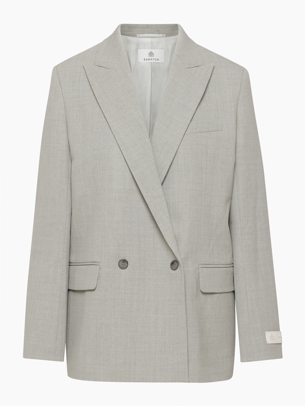 Babaton Light Gray Oversized Double-Breasted Blazer